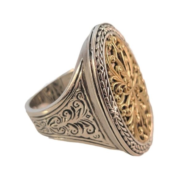 Konstantino 18k Gold & Sterling Filigree Oval Statement Ring - Picture 5 of 11